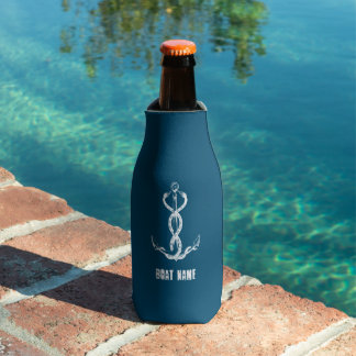 Dust Nautical Boat Name Anchor Blue Bottle Cooler