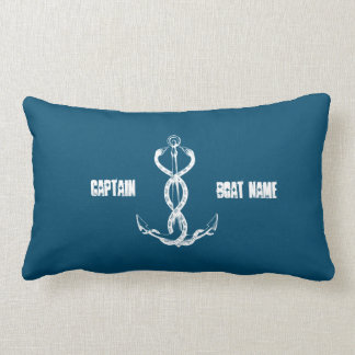 Dust Nautical Boat Name Anchor Blue Lumbar Cushion