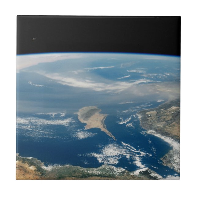 Dust Over The Mediterranean Sea And Cyprus Island Ceramic Tile (Front)