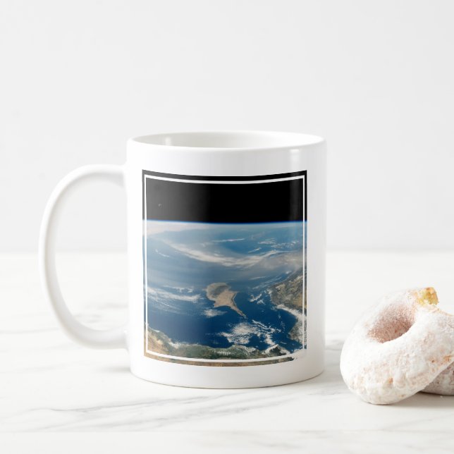 Dust Over The Mediterranean Sea And Cyprus Island Coffee Mug (With Donut)