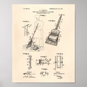 Dust Pan 1905 Patent Art Old Peper Poster