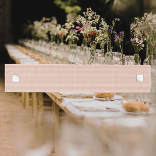 Dust Peach Stripe Terracotta Butterfly Monogram Medium Table Runner