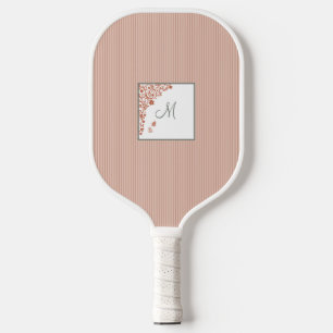 Dust Peach Stripe Terracotta Butterfly Monogram Pickleball Paddle