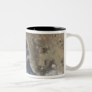 Dust plumes blow off the coast of Saudi Arabia Two-Tone Coffee Mug