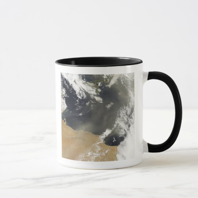 Dust plumes blowing off the north African coast Mug (Right)
