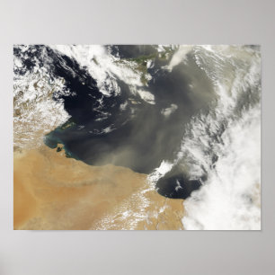 Dust plumes blowing off the north African coast Poster