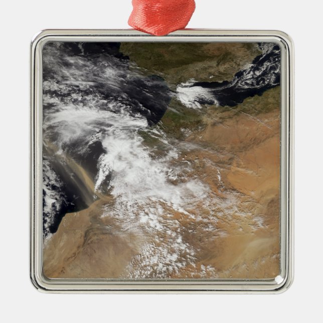 Dust plumes off the Moroccan coast Metal Ornament (Front)