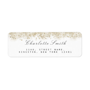 Dust Star Gold White Sepia RSVP Return Address Label