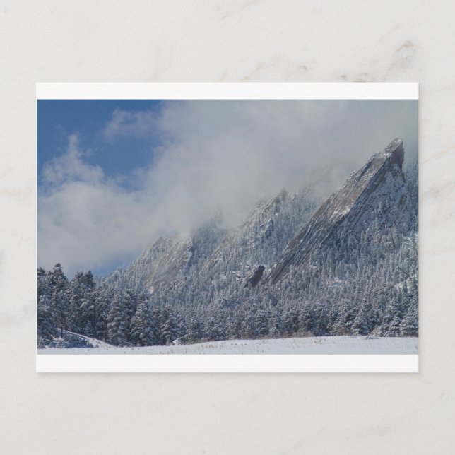 Dusted Flatirons Low Clouds Boulder Colorado Postcard (Front)