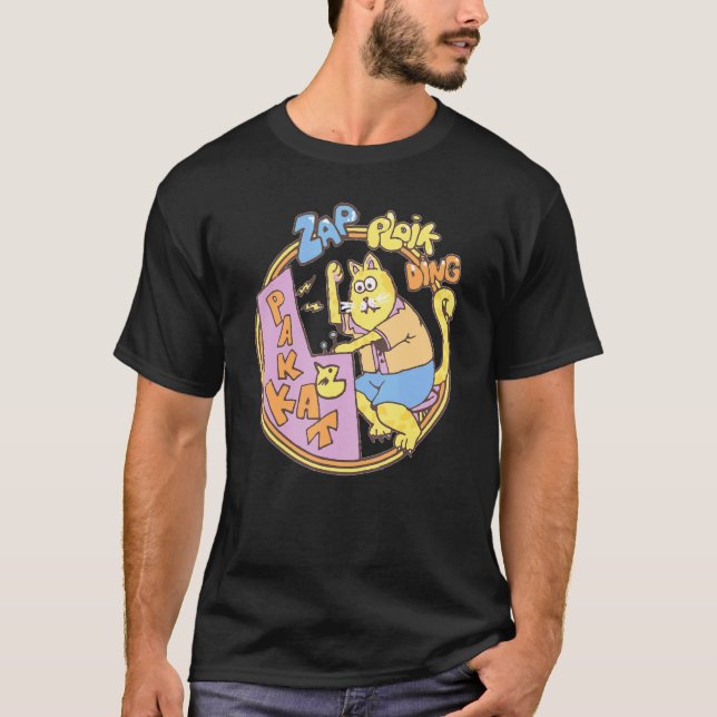 Dustin Cat Playing Arcade T-Shirt (Front)