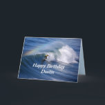Dustin Happy Birthday Surfer With Rainbow Card<br><div class="desc">A California surfer rides a wave as a rainbow shoots overhead. Awesome! You're the dude with the 'tude! Check out other name-specific "Surfer with a Rainbow" cards. You can also personalize with any name. http://www.zazzle.com/catherinesherman/gifts?cg=196577994467128002</div>
