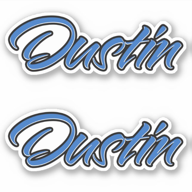 Dustin name blue sticker embroiderset (Front)