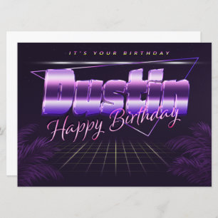 Dustin Name First Name pura retro Map Birthday Card