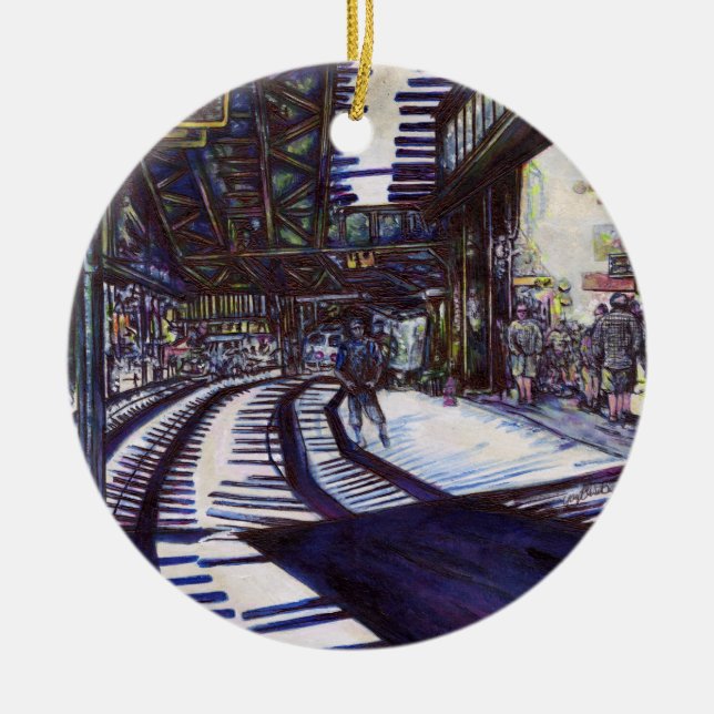 Dusting the Piano Ceramic Ornament (Front)