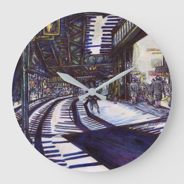 Dusting the Piano Large Clock (Front)