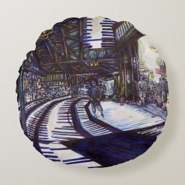 Dusting the Piano Round Cushion (Front)