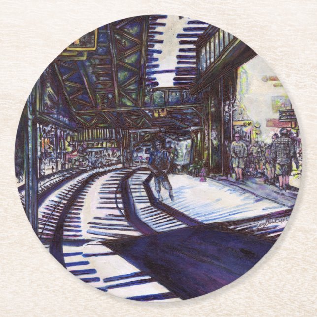 Dusting the Piano Round Paper Coaster (Front)
