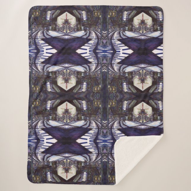 Dusting the Piano Sherpa Blanket (Front)