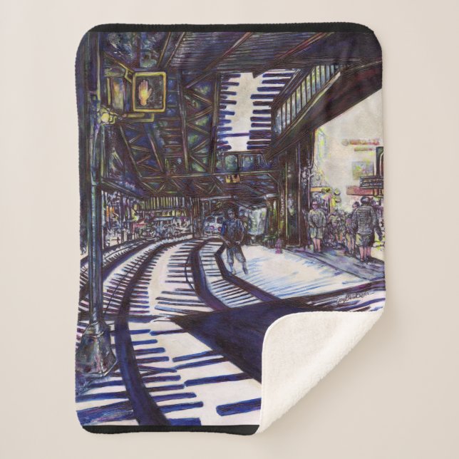 Dusting the Piano Sherpa Blanket (Front)