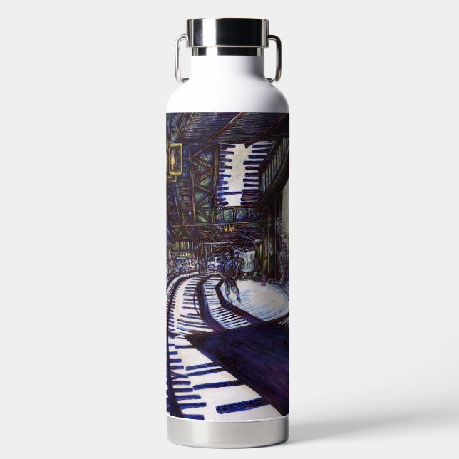 Dusting the Piano Water Bottle (Front)