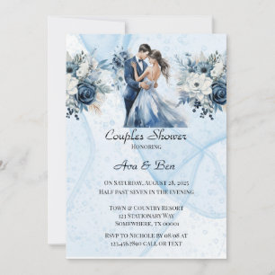 Dusty Alcohol Ink Floral Couples Shower Invitation