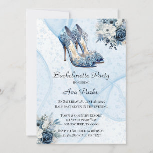 Dusty Alcohol Ink Floral Heels Bachelorette Party Invitation