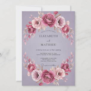 Dusty Amethyst Blossom Wedding Invitation