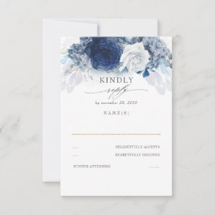 Dusty and Navy Blue Wedding RSVP Card