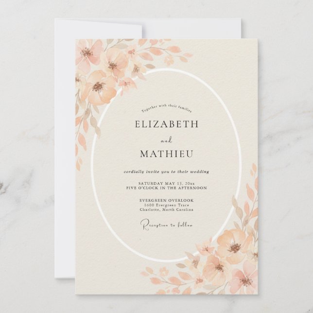 Dusty Apricot Painted Wedding Invitation (Front)