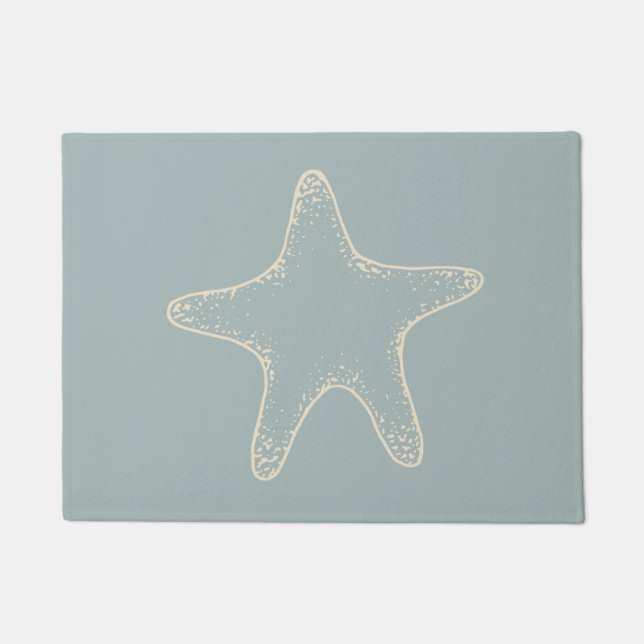 Dusty Aqua Starfish Doormat (Front)