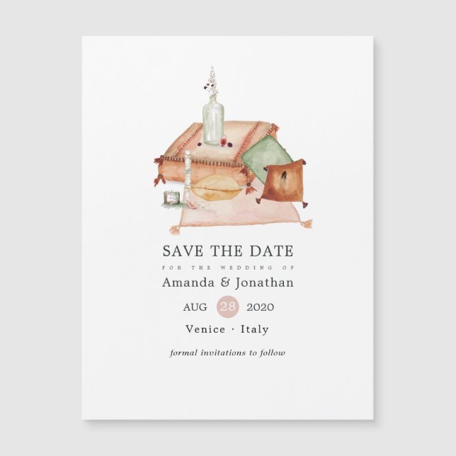 Dusty Autumn Shrine Bohemian Wedding Save the Date (Front)