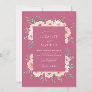 Dusty Berry Petal Wedding Invitation