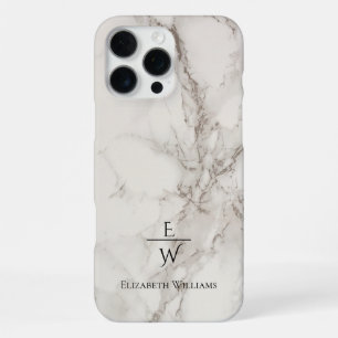 Dusty black and white marble glitter personalized  iPhone 16 pro max case
