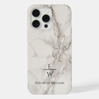 Dusty black and white marble glitter personalized  iPhone 15 pro max case