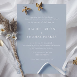 Dusty Blu Elegant Minimalist Wedding Invitation