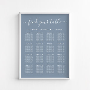 Dusty Blue 16 Table Wedding Seating Chart