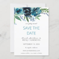 Dusty Blue 2 Floral Save / Change the Date 3 Large