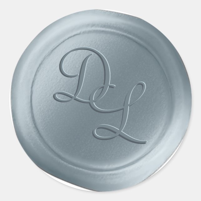 Dusty Blue 2 Letter Monogram Wax Seal Stickers (Front)