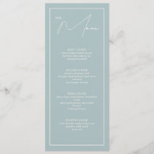 Dusty Blue 4x9.25 Table Menu Card