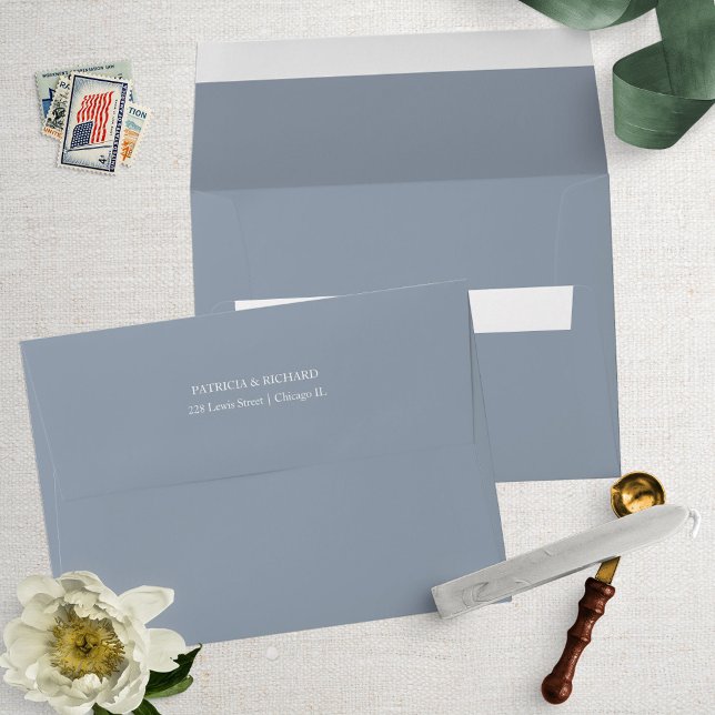 Dusty Blue A7 Wedding Envelope with Return Address (Creator Uploaded)