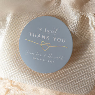 Dusty Blue A Sweet Thank You Wedding Classic Round Sticker