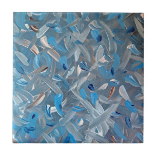 Dusty Blue Abstract Ceramic Tile