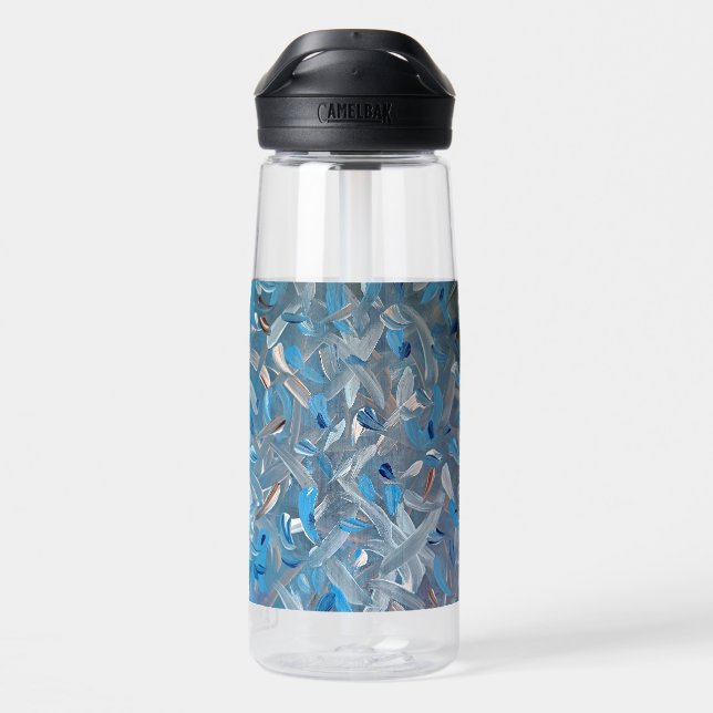 Dusty Blue Abstract Water Bottle (Back)