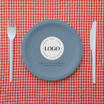 Dusty Blue Add Custom Business Company Logo Party Paper Plate<br><div class="desc">These paper plates,  featuring dusty blue background,  custom logo & text would be great for your business/promotional needs. Easily add your logo & other info by clicking on the "personalise" option.</div>