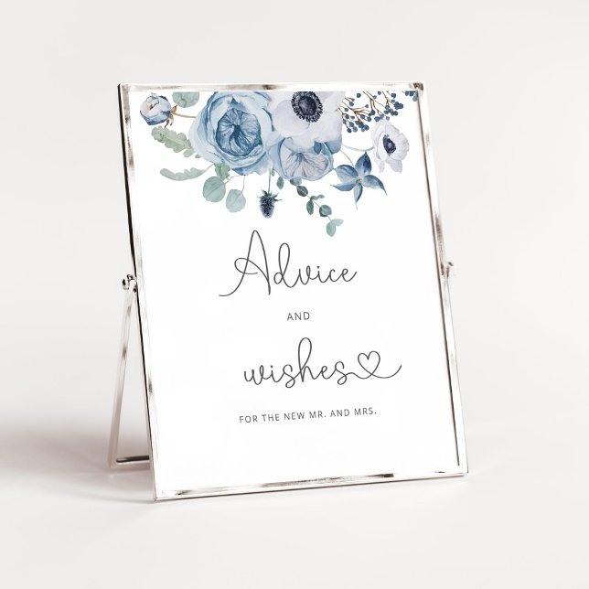 Dusty blue advice and wishes for Newlyweds Poster (Creator Uploaded)