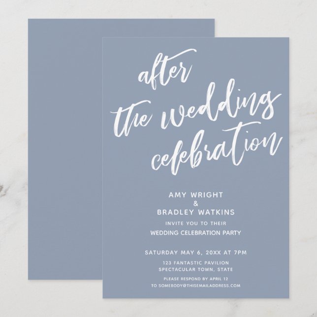 Dusty Blue After the Wedding Celebration Invitation (Front/Back)