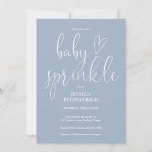Dusty Blue All In One QR Code Baby Sprinkle Shower Invitation