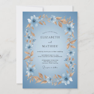 Dusty Blue Alluring Botanical Wedding Invitation