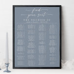 Dusty Blue Alphabetical Wedding Seating Chart<br><div class="desc">Simple Elegant Dusty Blue Alphabetical Wedding Seating Chart sign, with alphabetical seating arrangement - in beautiful handwriting script and your personalised text. A stylish yet simple formal design in any background colour you choose. Just click the edit using design tool link, shown under the text personalisation area on the right,...</div>