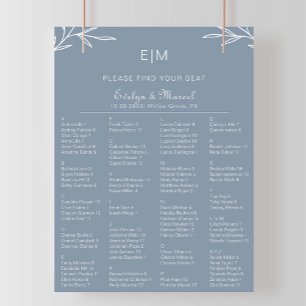 Dusty Blue Alphabetical Wedding Seating Chart